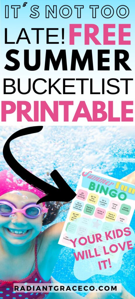 image showing a preview of a summer bucket list ideas free printable